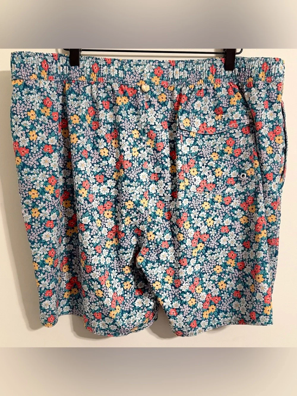 Johnnie-O Mens Swim Trunks XXL Blue Floral Print Board Shorts Mesh Lined Beach